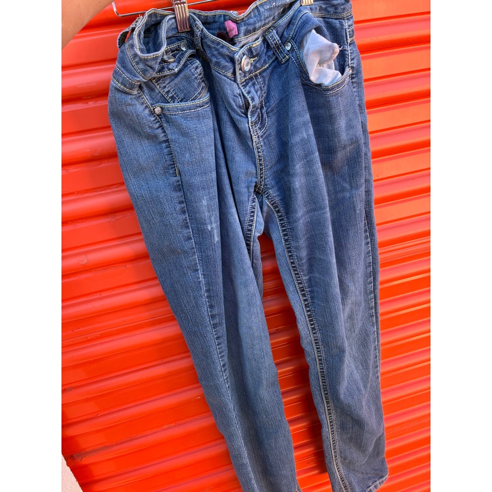 Elite Jeans Womens Medium Wash Rhinestone Embellished Skinny Jeans Size 11/12